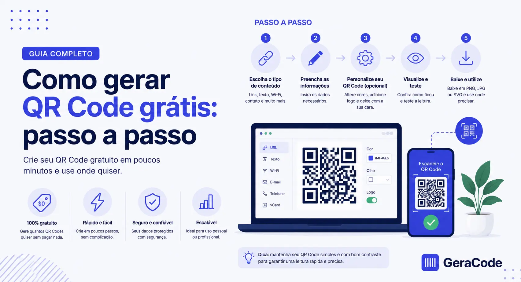 Como gerar QR Code grátis: passo a passo em gerador online com resultado imediato para download